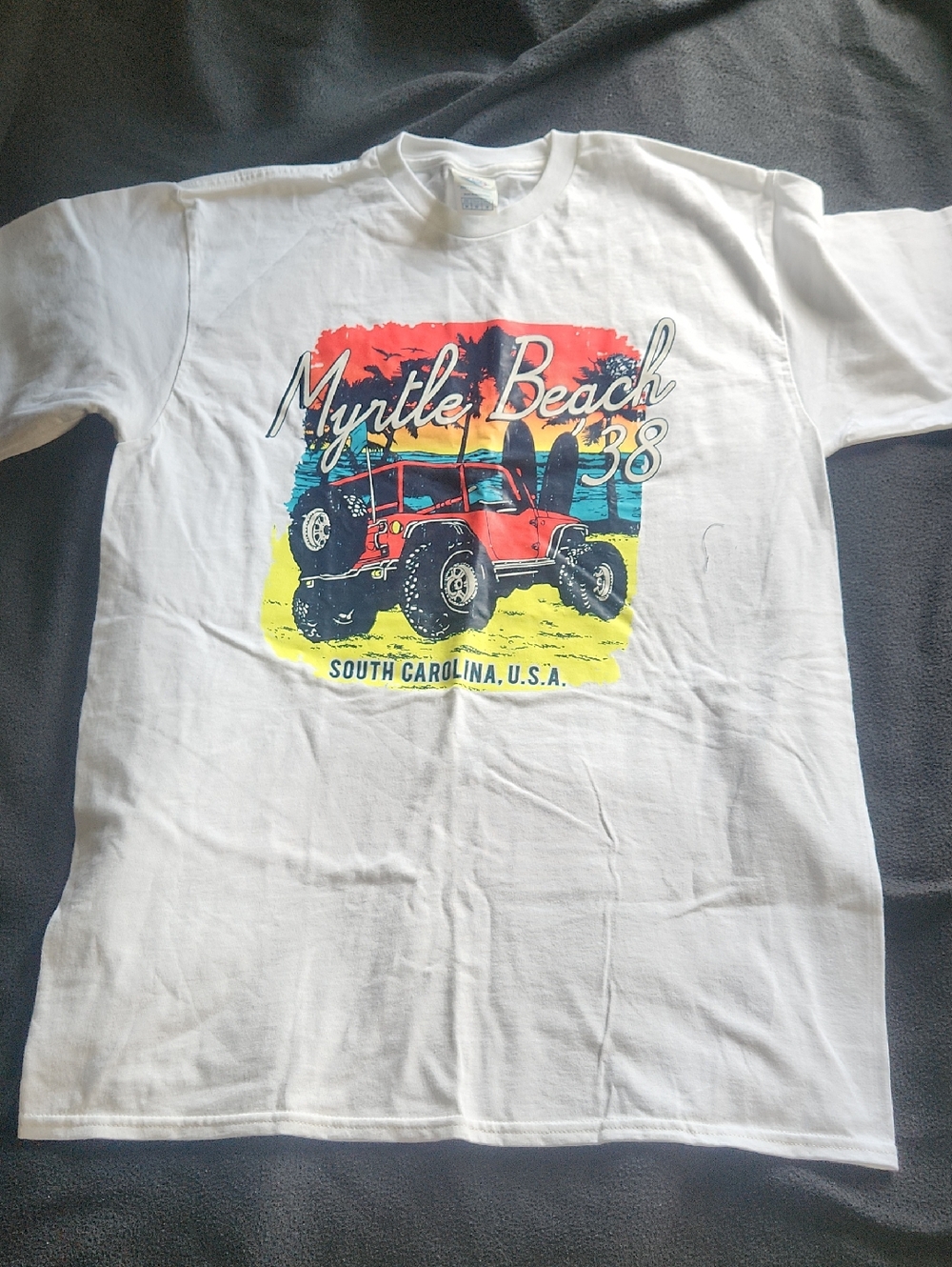 Myrtle Beach Graphic Tee - White with Red Jeep
